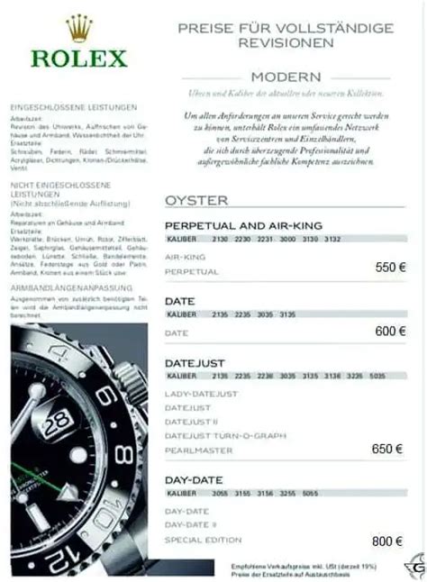 revision rolex preis|rolex service schedule.